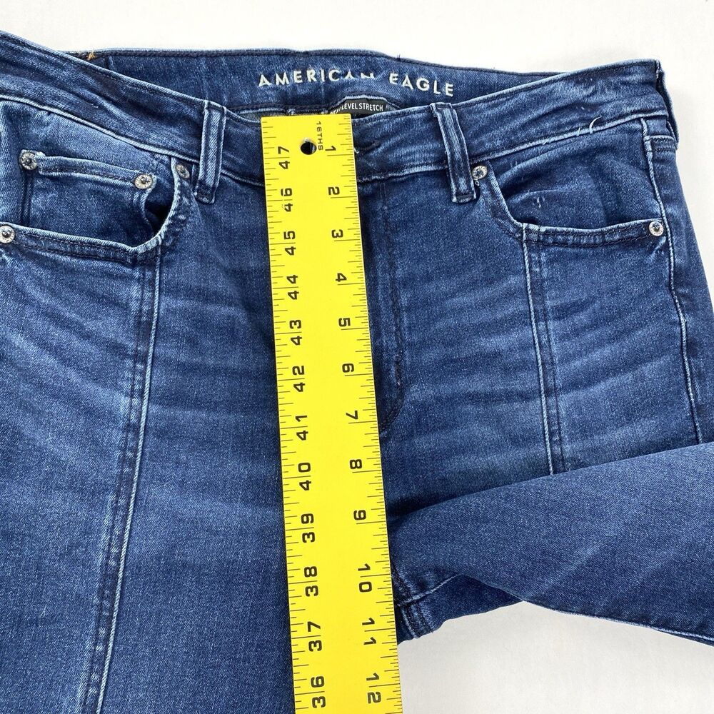 American Eagle Jeans Festival Flare Mid Rise Stretch Denim Womens 12 Blue Hippie - Picture 11 of 13